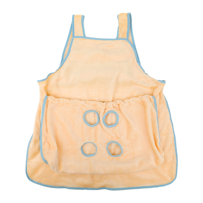 HKM-6153149 Adjustable Pet Carrier Apron for Outdoor Travel - Cozy Plush Chest Bag for Small Cats and Dogs