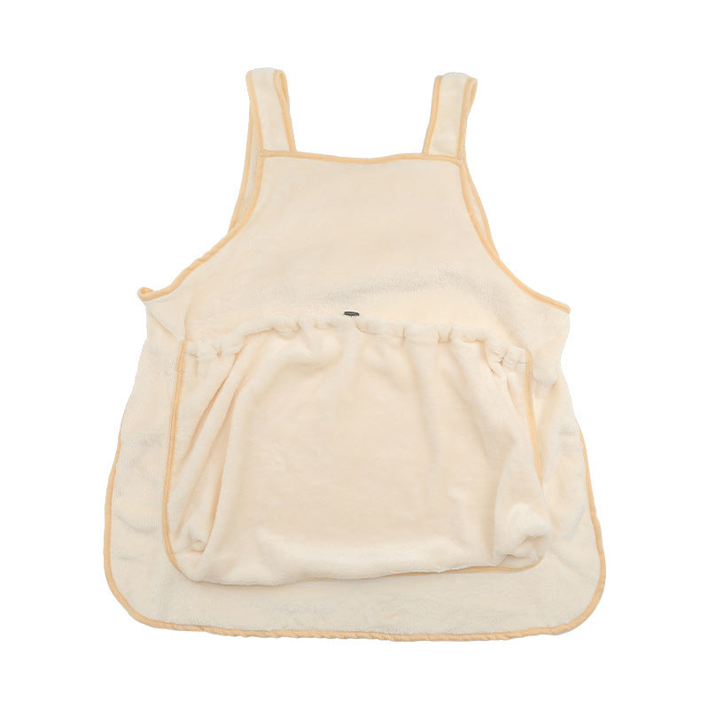 HKM-6153149 Adjustable Pet Carrier Apron for Outdoor Travel - Cozy Plush Chest Bag for Small Cats and Dogs