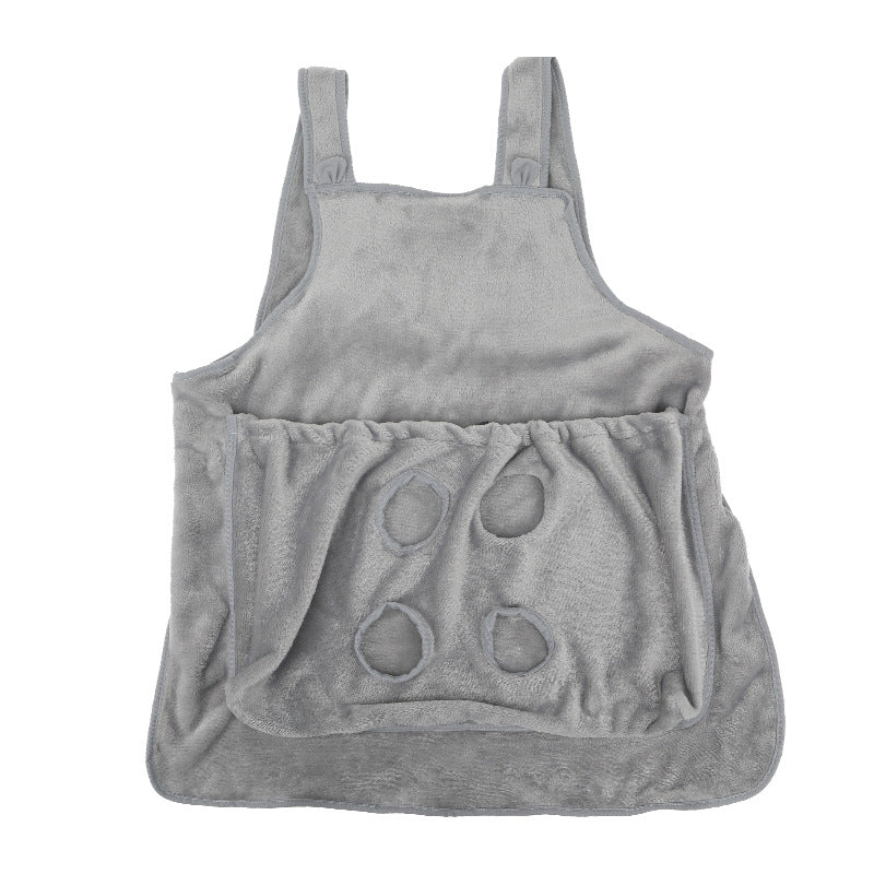 HKM-6153149 Adjustable Pet Carrier Apron for Outdoor Travel - Cozy Plush Chest Bag for Small Cats and Dogs