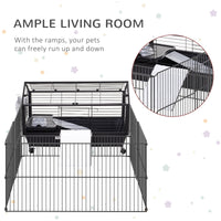 HKM-6153533 Indoor Small Animal Cage with Wheels for Bunnies, Guinea Pigs, and Hedgehogs - Spacious Playpen with Locking Door