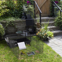 HKM-6153533 Indoor Small Animal Cage with Wheels for Bunnies, Guinea Pigs, and Hedgehogs - Spacious Playpen with Locking Door