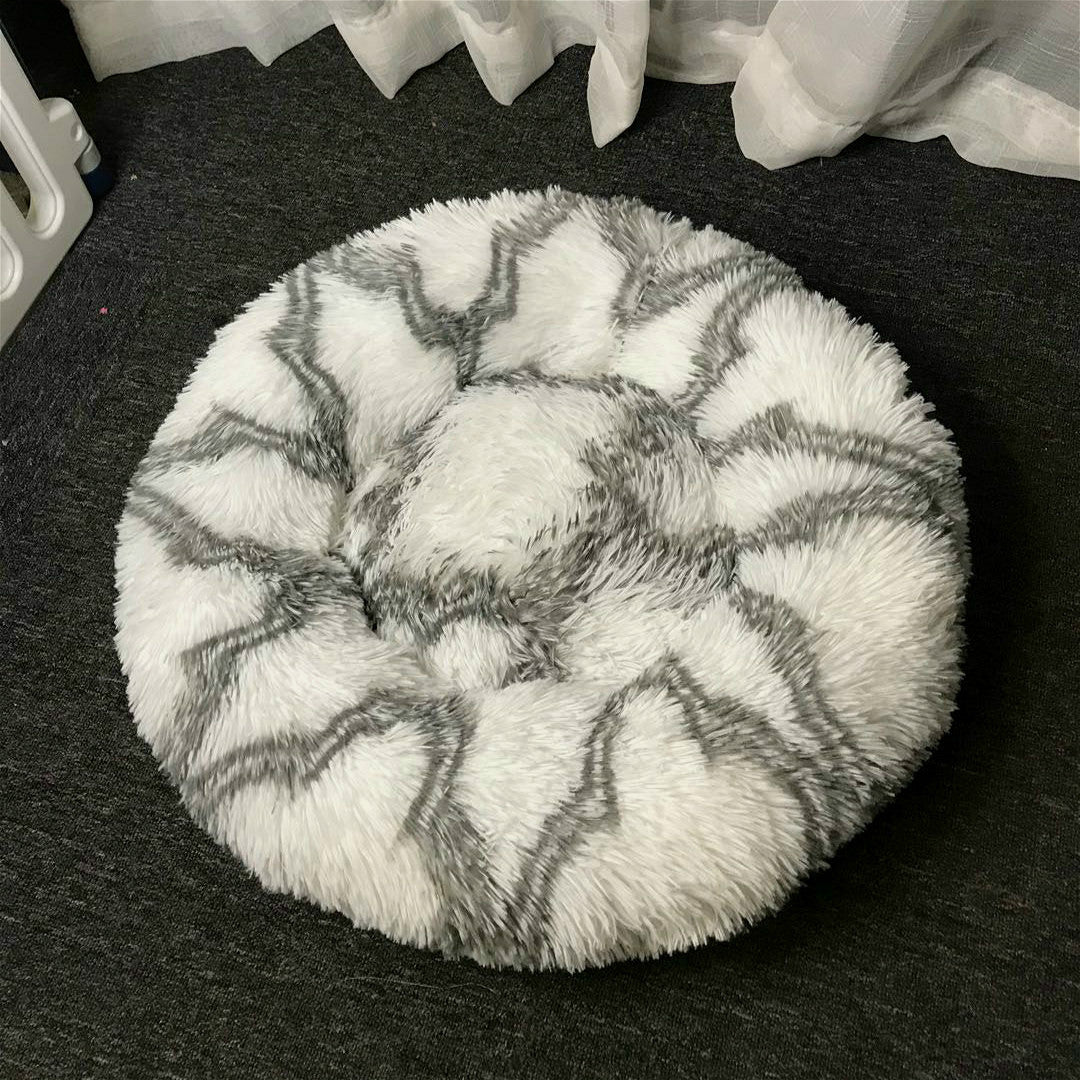 HKM-6153917 Multicolor Plush Round Nest Bed for Dogs and Cats - Various Sizes Available
