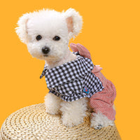 HKM-6154045 Plaid Fleece-Lined Overalls for Dogs - Comfortable, Stylish Pet Apparel