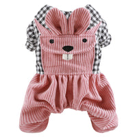 HKM-6154045 Plaid Fleece-Lined Overalls for Dogs - Comfortable, Stylish Pet Apparel