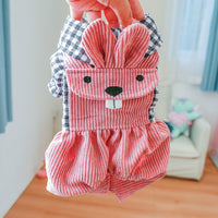 HKM-6154045 Plaid Fleece-Lined Overalls for Dogs - Comfortable, Stylish Pet Apparel