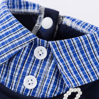 HKM-6154429 Preppy Pet Dress with Ruffles for Dogs & Cats in Red Plaid and Navy Styles