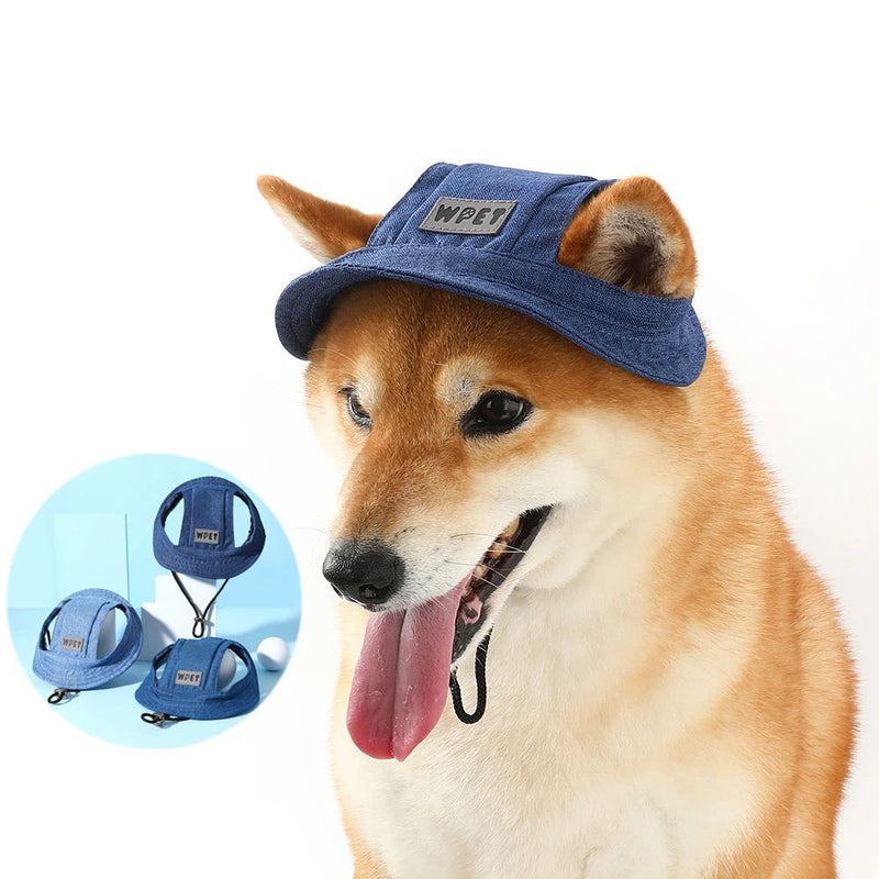 HKM-6154685 Denim Sun Visor Cap for Dogs and Cats with Adjustable Ear Holes