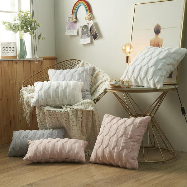 HKM-615635 Three-Dimensional Solid Color Plush Pillow Cover for Home Decor