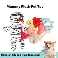 HKM-6157117 Plush Mummy Hide-and-Seek Pet Toy Set - Nine Interactive Pieces for Fun and Engagement