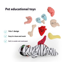 HKM-6157117 Plush Mummy Hide-and-Seek Pet Toy Set - Nine Interactive Pieces for Fun and Engagement