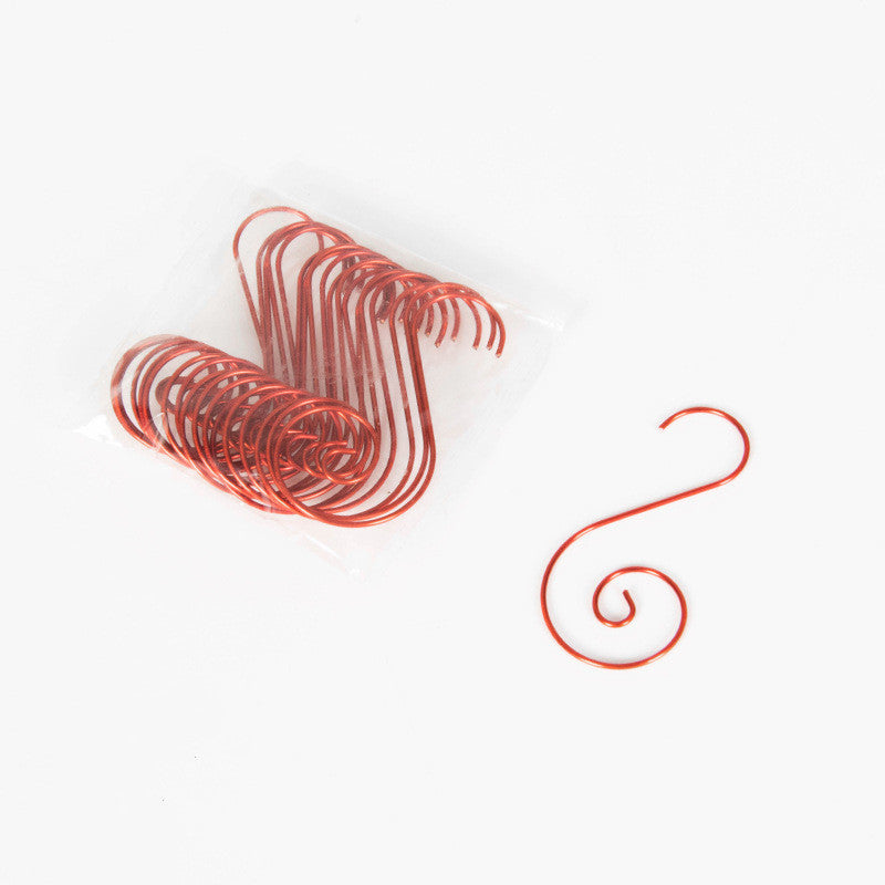 HKM-615763 Decorative Christmas Tree Hooks Set of 20 - Gold, Green, Red, Silver - 50mm PET Coated Steel Wire