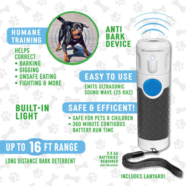 HKM-6158909 Ultrasonic Handheld Dog Trainer for Bark Control, White, ABS Material