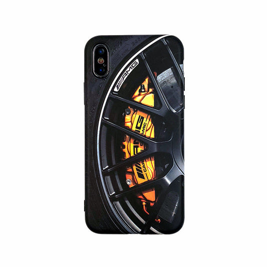 HKM-615891 Luxury Silicone Fitted Phone Case for iPhone with Sports Car Wheels Design, Dirt-Resistant and Waterproof