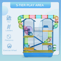 HKM-6159293 5-Tier Hamster Cage with Tubes, Ramps, and Accessories for Small Pets