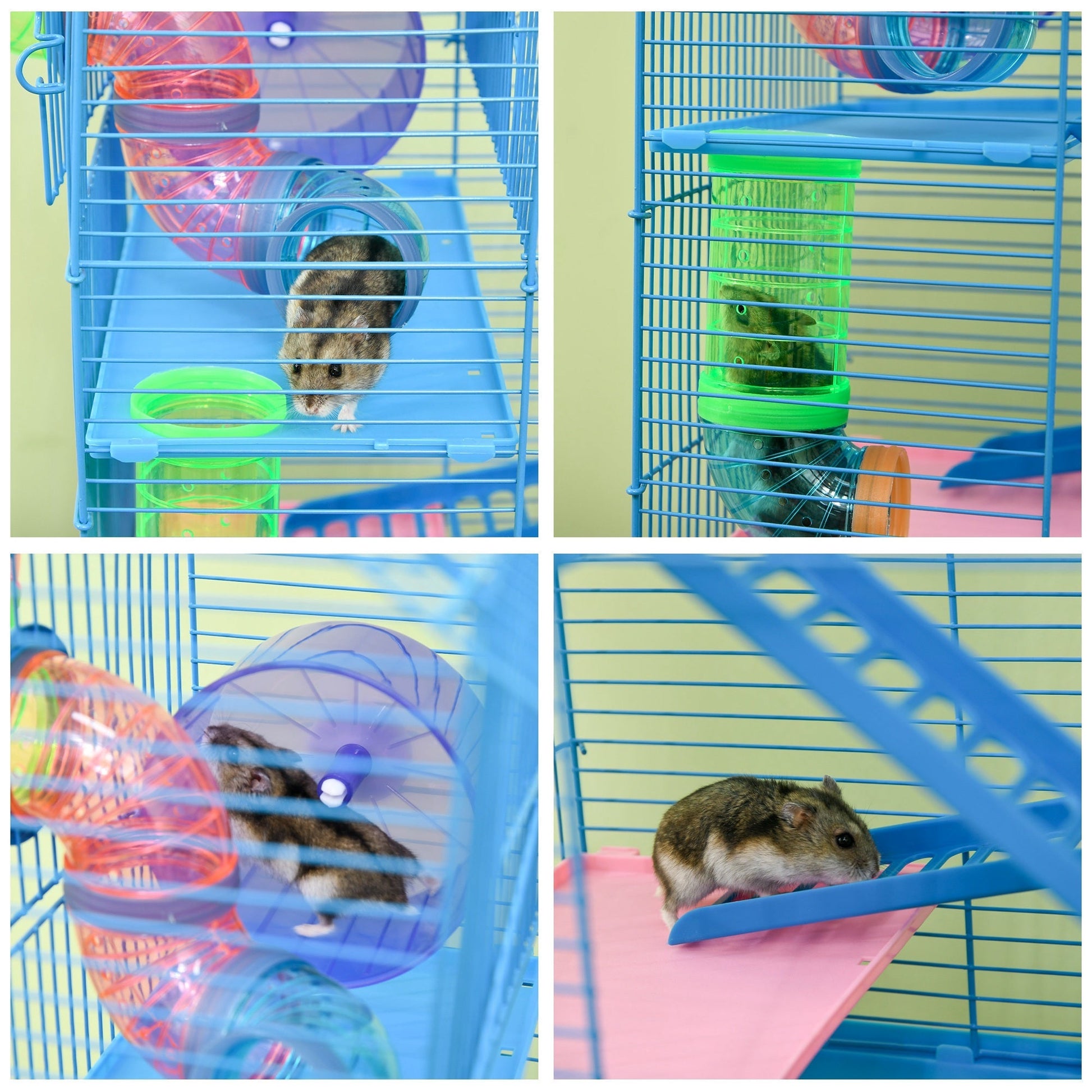HKM-6159293 5-Tier Hamster Cage with Tubes, Ramps, and Accessories for Small Pets