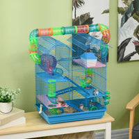 HKM-6159293 5-Tier Hamster Cage with Tubes, Ramps, and Accessories for Small Pets