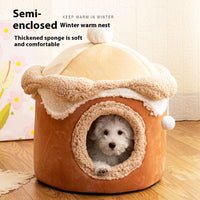 HKM-6159677 Ice Cream House Soft Plush Pet Bed in Various Colors and Sizes