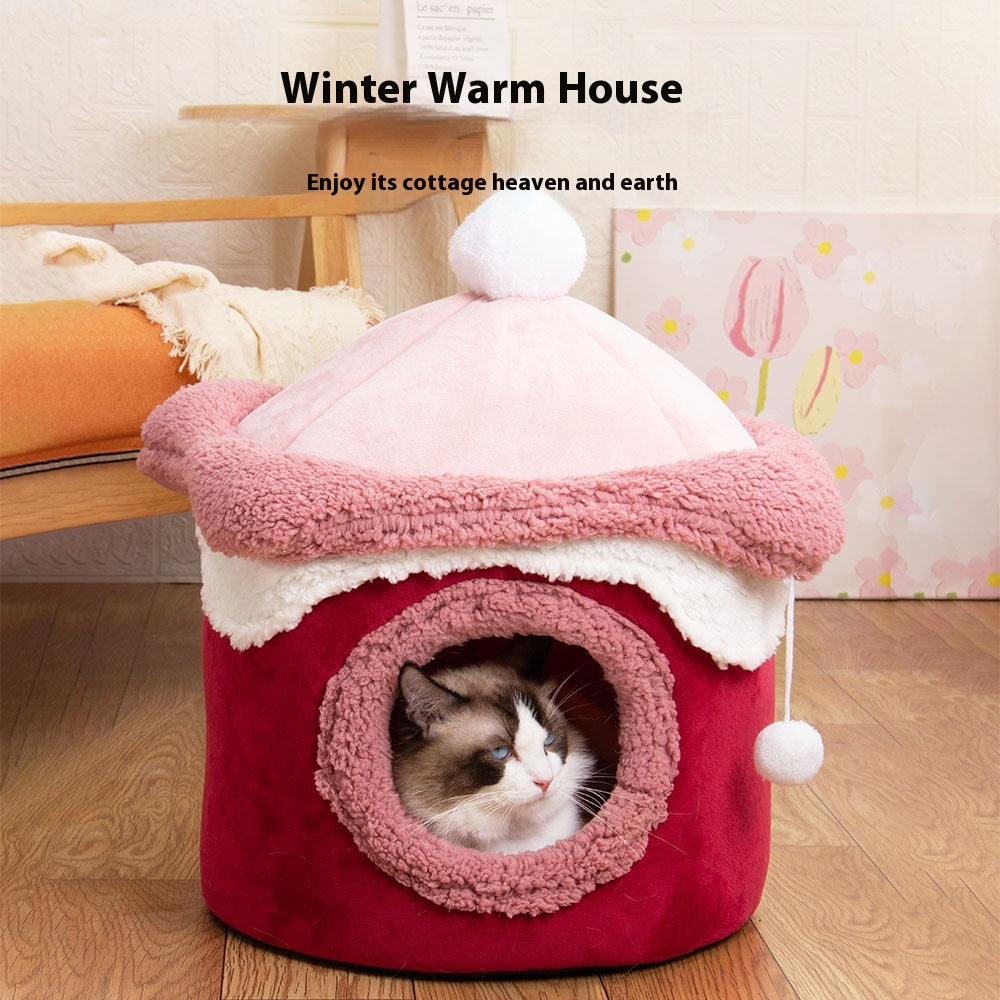 HKM-6159677 Ice Cream House Soft Plush Pet Bed in Various Colors and Sizes