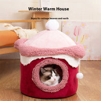 HKM-6159677 Ice Cream House Soft Plush Pet Bed in Various Colors and Sizes