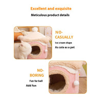 HKM-6159677 Ice Cream House Soft Plush Pet Bed in Various Colors and Sizes