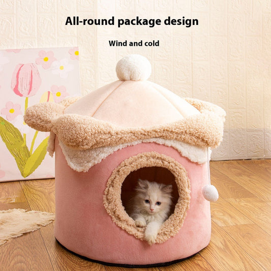 HKM-6159677 Ice Cream House Soft Plush Pet Bed in Various Colors and Sizes