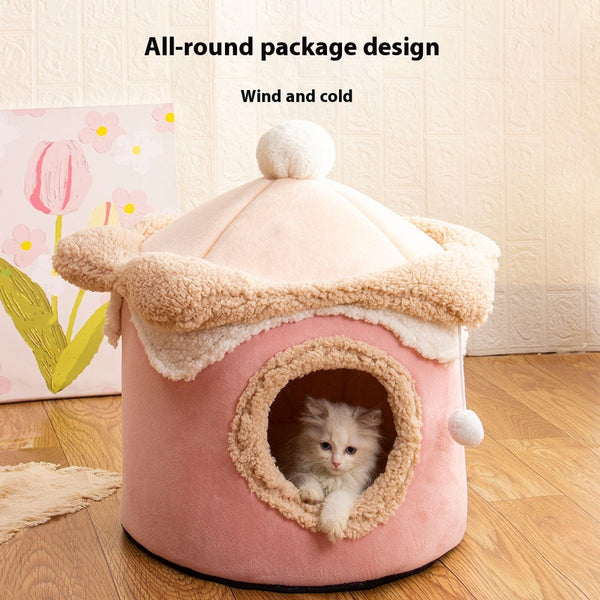 HKM-6159677 Ice Cream House Soft Plush Pet Bed in Various Colors and Sizes