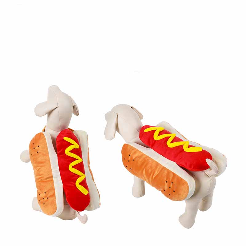 HKM-6159805 Hot Dog Costume for Pets - Fun Dog Clothing with Hook-and-Loop Fastener, Available in Multiple Sizes