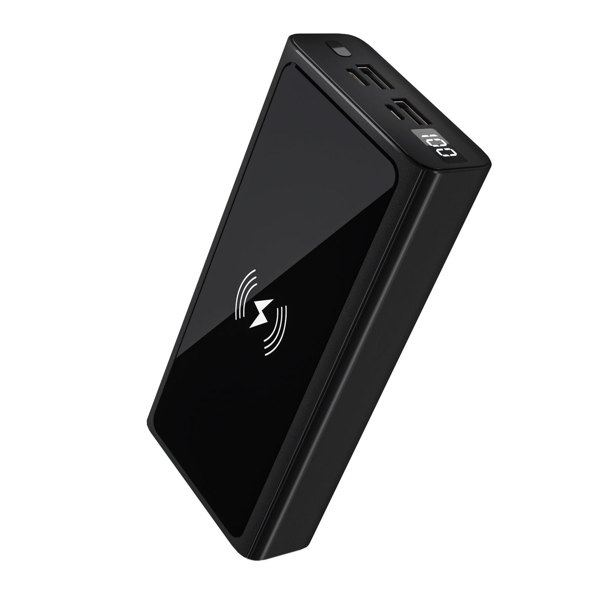 HKM-616019 10000mAh Fast Charging Wireless Power Bank with Alloy Shell - Black & Blue