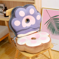HKM-616019 Cute Cat Paw Plush Cushion for Floor and Office Chairs, Orange and Gray, 46x40x9 cm