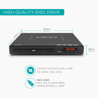 HKM-616147 Compact Region-Free Home DVD Player with USB Input and Remote Control, Supports CD, DVD, VCD Playback