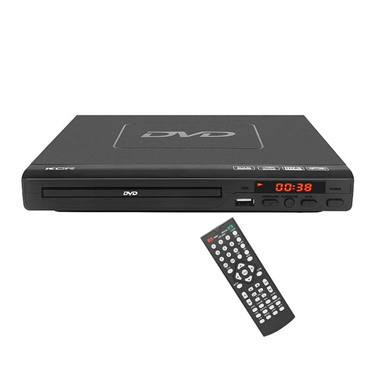 HKM-616147 Compact Region-Free Home DVD Player with USB Input and Remote Control, Supports CD, DVD, VCD Playback