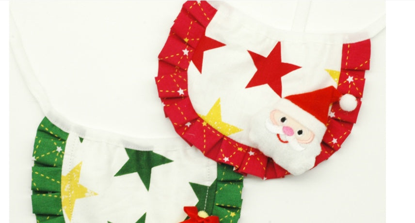 HKM-6161981 Christmas Pattern Cotton Pet Saliva Towel Bib for Dogs and Cats - Small and Large Sizes Available