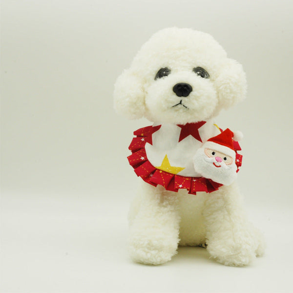 HKM-6161981 Christmas Pattern Cotton Pet Saliva Towel Bib for Dogs and Cats - Small and Large Sizes Available
