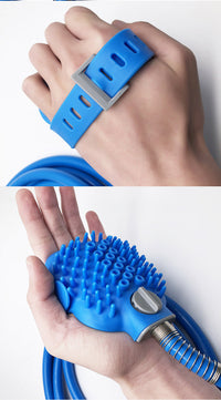 HKM-6163261 Silicone Bathing Gloves with Hand-Held Massage Brush for Pet Showering
