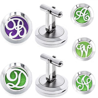 HKM-616467 Hollow Design Stainless Steel Cufflinks for Aromatherapy with Essential Oil Chamber