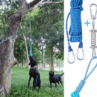 HKM-616467 Outdoor Dog Toy with Stainless Steel Spring Suspension and Cotton Rope - 5M & 10M Options in Multiple Colors