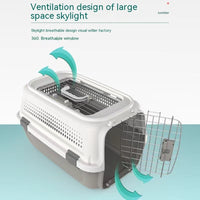 HKM-6165053 Pet Cat Air Travel Suitcase in Purple, Green, or Gray - Available in Various Sizes with Skylight Options
