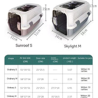 HKM-6165053 Pet Cat Air Travel Suitcase in Purple, Green, or Gray - Available in Various Sizes with Skylight Options