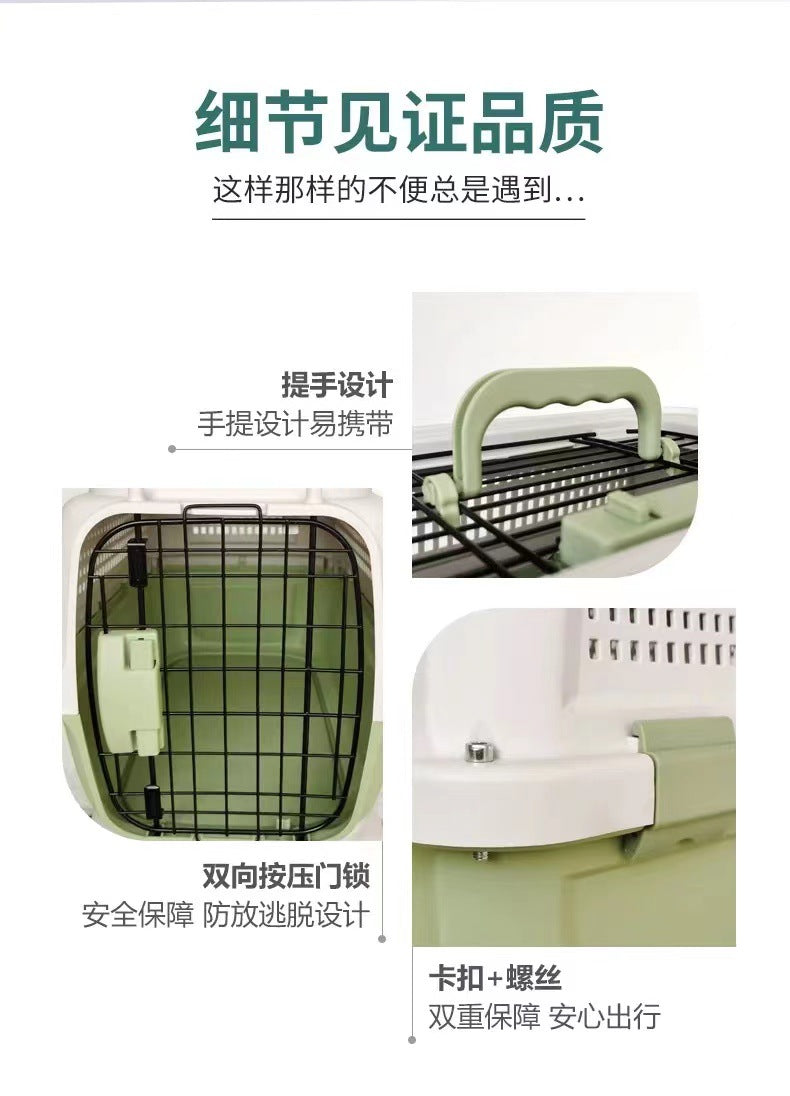 HKM-6165053 Pet Cat Air Travel Suitcase in Purple, Green, or Gray - Available in Various Sizes with Skylight Options
