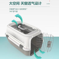 HKM-6165053 Pet Cat Air Travel Suitcase in Purple, Green, or Gray - Available in Various Sizes with Skylight Options