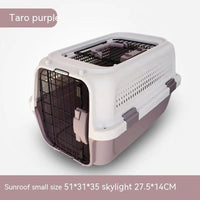 HKM-6165053 Pet Cat Air Travel Suitcase in Purple, Green, or Gray - Available in Various Sizes with Skylight Options