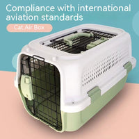 HKM-6165053 Pet Cat Air Travel Suitcase in Purple, Green, or Gray - Available in Various Sizes with Skylight Options