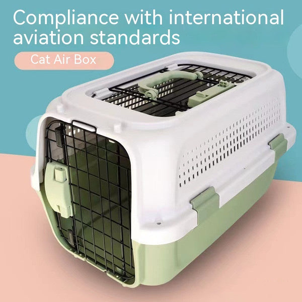 HKM-6165053 Pet Cat Air Travel Suitcase in Purple, Green, or Gray - Available in Various Sizes with Skylight Options