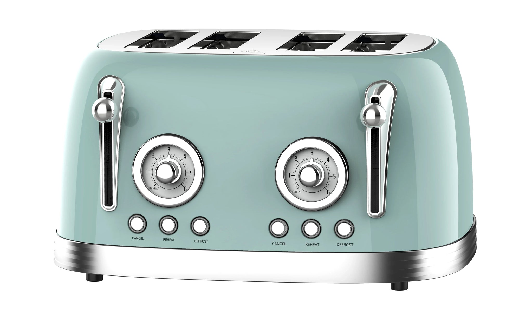 HKM-616531 Stainless Steel 4-Slice Electric Toaster with Sandwich and Waffle Functionality
