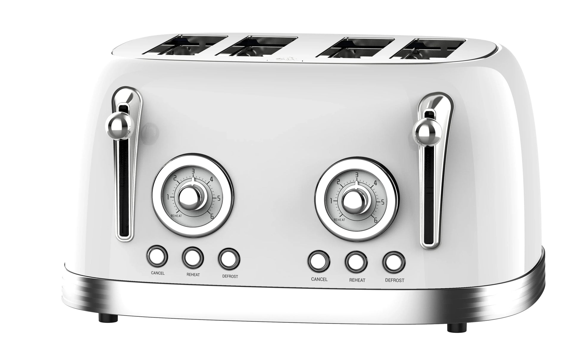 HKM-616531 Stainless Steel 4-Slice Electric Toaster with Sandwich and Waffle Functionality