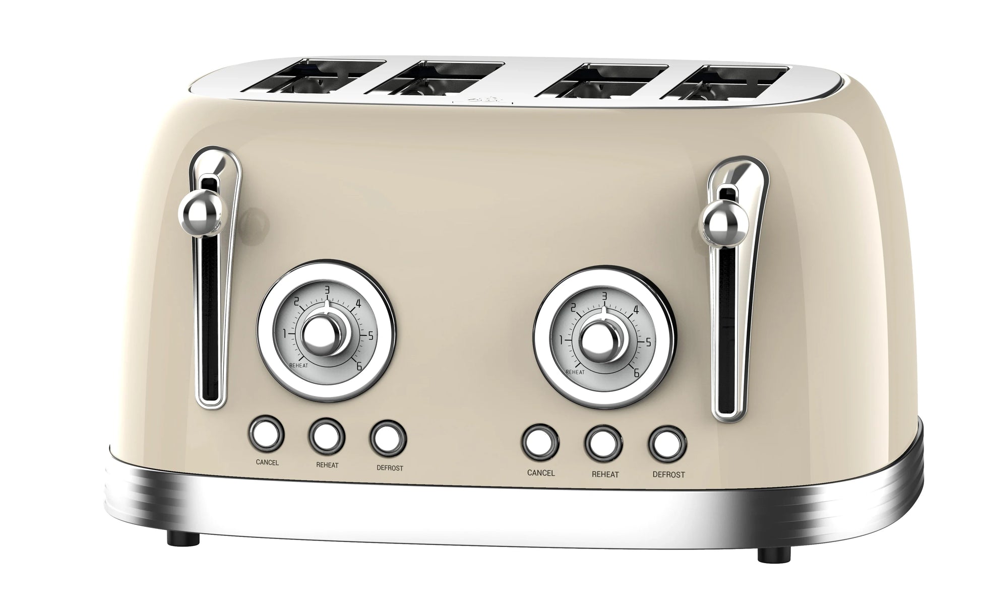 HKM-616531 Stainless Steel 4-Slice Electric Toaster with Sandwich and Waffle Functionality