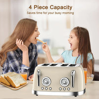 HKM-616531 Stainless Steel 4-Slice Electric Toaster with Sandwich and Waffle Functionality