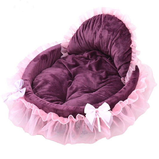 HKM-6165437 Cozy Lace Pet Nest for Cats - Small and Large Sizes Available in Pink, Purple, Green, and Gray