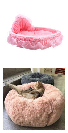 HKM-6165437 Cozy Lace Pet Nest for Cats - Small and Large Sizes Available in Pink, Purple, Green, and Gray