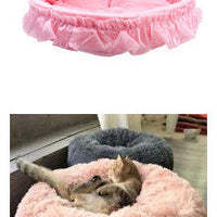 HKM-6165437 Cozy Lace Pet Nest for Cats - Small and Large Sizes Available in Pink, Purple, Green, and Gray